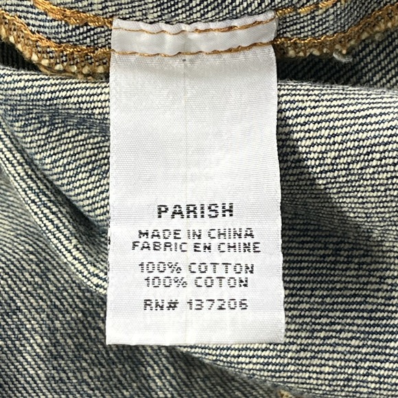 Y2K Denim Jacket Men 2XL Parish‎ Nation Blue Faded Vintage Streetwear - Picture 10 of 15